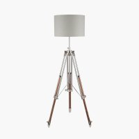 Pacific Lifestyle Port Nickel and Wood Tripod Floor Lamp Base