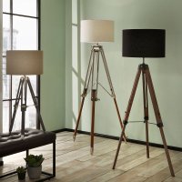 Pacific Lifestyle Port Nickel and Wood Tripod Floor Lamp Base