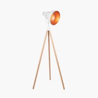 Pacific Lifestyle Larkin Metal and Natural Wood Tripod Floor Film Light - White