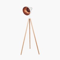 Pacific Lifestyle Larkin Metal and Natural Wood Tripod Floor Film Light - White
