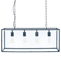 Pacific Lifestyle Llewellyn Matt Black Metal and Glass 4 Bulb Pendant
