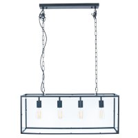Pacific Lifestyle Llewellyn Matt Black Metal and Glass 4 Bulb Pendant