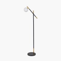 Pacific Lifestyle Wanda White Orb and Black Metal Floor Lamp