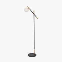 Pacific Lifestyle Wanda White Orb and Black Metal Floor Lamp