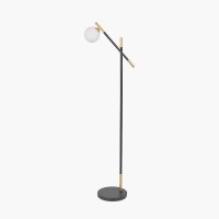 Pacific Lifestyle Wanda White Orb and Black Metal Floor Lamp
