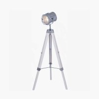 Pacific Lifestyle Capstan White Wash and Silver Metal Tripod Floor Lamp