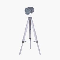 Pacific Lifestyle Capstan White Wash and Silver Metal Tripod Floor Lamp