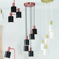 Pacific Lifestyle Biba 5 Drop Pendant - Black and Antique Copper