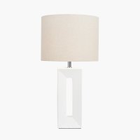 Pacific Lifestyle Block Ceramic Tall Table Lamp - White