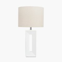 Pacific Lifestyle Block Ceramic Tall Table Lamp - White