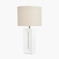 Pacific Lifestyle Block Ceramic Tall Table Lamp - White