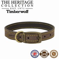 Ancol Timberwolf Leather Collar Sable 26-31cm Size 2