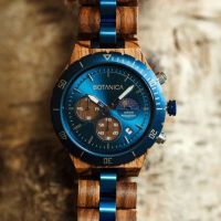 Prometheus Blue Zebrawood Wood Mens Watch - Botanica 
