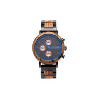 Dahlia Zebrano Wood Blue Mens Watch - Botanica 
