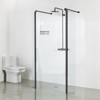 Roman Haven Select 1400mm Linear Wetroom Panel (10mm) - Matt Black