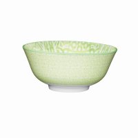 KitchenCraft Ceramic Bowl 16cm - Green and White Tile