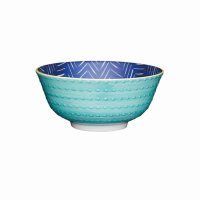 KitchenCraft Ceramic Bowl 16cm - Leafy Indigo