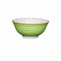 KitchenCraft Ceramic Bowl 16cm - Geometric Lime