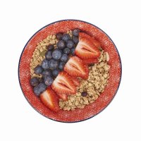 KitchenCraft Ceramic Bowl 16cm - Red Floral and Blue Edge