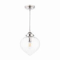 Laura Ashley Whitham Pendant Polished Nickel and Ribbed Glass