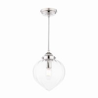 Laura Ashley Whitham Pendant Polished Nickel and Ribbed Glass