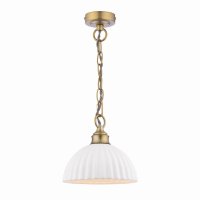 Laura Ashley Durford Pendant Matt Antique Brass and White Ceramic