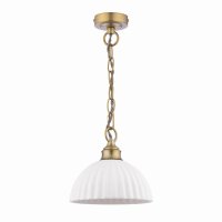 Laura Ashley Durford Pendant Matt Antique Brass and White Ceramic