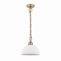 Laura Ashley Durford Pendant Matt Antique Brass and White Ceramic