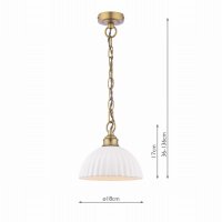 Laura Ashley Durford Pendant Matt Antique Brass and White Ceramic
