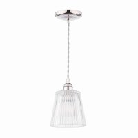 Laura Ashley Callaghan Pendant Polished Nickel and Ribbed Glass