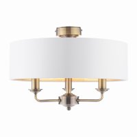 Laura Ashley Sorrento 3 Light Semi-Flush Antique Brass with Ivory Shade