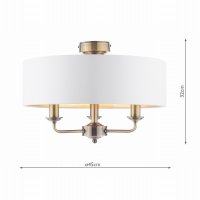 Laura Ashley Sorrento 3 Light Semi-Flush Antique Brass with Ivory Shade