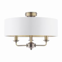 Laura Ashley Sorrento 3 Light Semi-Flush Antique Brass with Ivory Shade