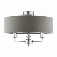 Laura Ashley Sorrento 3 Light Semi-Flush Polished Nickel with Charcoal Shade