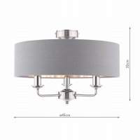 Laura Ashley Sorrento 3 Light Semi-Flush Polished Nickel with Charcoal Shade