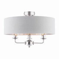 Laura Ashley Sorrento 3 Light Semi-Flush Polished Nickel with Silver Shade