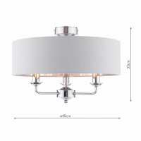 Laura Ashley Sorrento 3 Light Semi-Flush Polished Nickel with Silver Shade