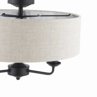 Laura Ashley Sorrento 3 Light Semi-Flush Matt Black with Natural Shade