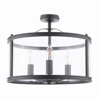 Laura Ashley Harrington 3 Light Semi-Flush Matt Black and Glass