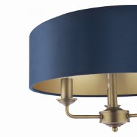 Laura Ashley Sorrento 3 Light Semi-Flush Matt Antique Brass with Blue Shade