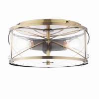 Laura Ashley Beckworth 3 Light Flush Antique Brass and Glass