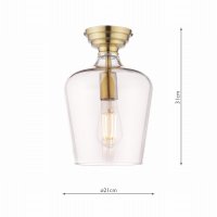 Laura Ashley Ockley Semi-Flush Antique Brass and Champagne Glass
