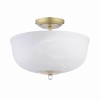 Laura Ashley Cossington 2 Light Semi-Flush Matt Antique Brass and White Marble Effect Glass