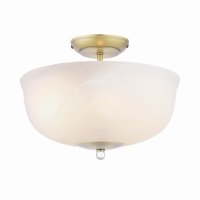 Laura Ashley Cossington 2 Light Semi-Flush Matt Antique Brass and White Marble Effect Glass