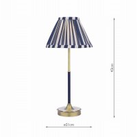 Laura Ashley Denwick Table Lamp Matt Antique Brass and Satin Blue with Shade