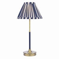 Laura Ashley Denwick Table Lamp Matt Antique Brass and Satin Blue with Shade