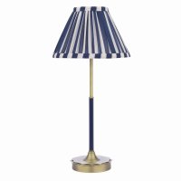 Laura Ashley Denwick Table Lamp Matt Antique Brass and Satin Blue with Shade