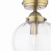 Laura Ashley Whitham Bathroom Ceiling Light Antique Brass and Ribbed Glass IP44