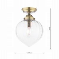 Laura Ashley Whitham Bathroom Ceiling Light Antique Brass and Ribbed Glass IP44