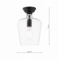 Laura Ashley Ockley Semi-Flush Matt Black and Glass